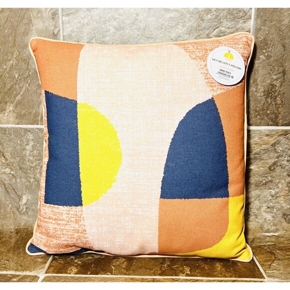 14 x 14 Inch Square Block Decorative Pillow for Porch or Sunroom Oeko-Tex - New - Picture 3 of 5